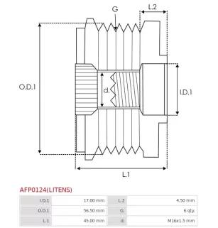 Poulie lente d’alternateur AS-PL UD810440(LITENS)AFP, BOSCH F00M991241