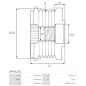 Poulie lente d’alternateur BOSCH F000BL9245, FIAT 61K070814, INA F-567613, ZEN 5841, ZN5841, ELECTROLOG PUL1326