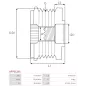 Poulie lente d’alternateur AS-PL UD101360AFP, INA F-552496, F-552498, LUK 5350220000, 535022010, KRAUF APZ8760, ZNP 28760