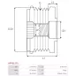 Poulie lente d’alternateur AS-PL UD101395AFP, BOSCH F00M349860, F00M391100, F00M391135, CARGO 239914, IKA 3.5367.1