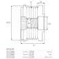 Poulie lente d’alternateur AS-PL UD101347AFP, BOSCH F00M991078, F00M991116, F00M991192, CARGO 233657, 332303