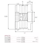 Poulie lente d’alternateur AS-PL UD101487AFP, BOSCH F000BL9413, INA 5350349000, 535034910, F-560671.01, MITSUBISHI QC000481