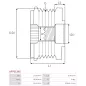 Poulie lente d’alternateur AS-PL UD101457AFP, BOSCH F000BL9089, F00M591141, ZNP 28996