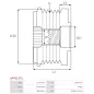 Poulie lente d’alternateur AS-PL UD101514AFP, NISSAN 23150-7FK0A, KRAUF APM1422, ZNP 28987