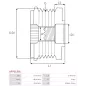 Poulie lente d’alternateur AS-PL UD101499AFP, BOSCH F000BL9205, F00M147738, F00M991133, F00M991189, CARGO 235477, IKA 3.5311.1