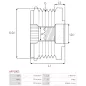 Poulie lente d’alternateur CARGO 230526, DELCO 10484670, IKA 3.3537.1, INA 5350033000, 535003310, F-230753, F-230753.03