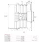 Poulie lente d’alternateur AS-PL UD101363AFP, CARGO 332046, IKA 3.5459.0, 3.5459.1, INA 5350204000, 535020410, F-563945