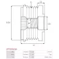 Poulie lente d’alternateur AS-PL UD13282AFP, BOSCH F00M591130, F00M599806, CARGO 230521, 332299, HITACHI GD215541, L170G-25003