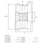 Poulie lente d’alternateur AS-PL UD19804AFP, HITACHI GD218752, IKA 3.5352.0, 3.5352.1, INA 5350091, 5350091000, 535009110