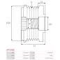 Poulie lente d’alternateur AS-PL UD815135AFP, IKA 3.5521.1, INA F-559401, LUK 5350147000, 535014710, MITSUBISHI A252C55675