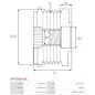 Poulie lente d’alternateur AS-PL UD13289AFP, BOSCH 1987945406, CARGO 230522, IKA 3.3546.0, INA 5350028000, 535002810