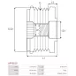 Poulie lente d’alternateur AS-PL UD101330AFP, BOSCH 1987945404, CARGO 233847, 333133, IKA 3.5345.0, 3.5345.1, INA 535004510