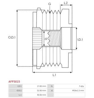 Poulie lente d’alternateur CARGO 238339, IKA 3.5366.0, 3.5366.1, INA 5350129000, 535012910, F-238419.02, F-238419.2, F-239973