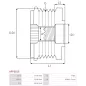 Poulie lente d’alternateur CARGO 238339, IKA 3.5366.0, 3.5366.1, INA 5350129000, 535012910, F-238419.02, F-238419.2, F-239973