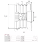 Poulie lente d’alternateur CARGO 333080, IKA 3.5392.0, 3.5392.1, INA 5350165000, F-557311, F-557311.01, MERCEDES 2711550215