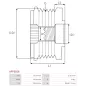 Poulie lente d’alternateur BMW 12317536960 pour 12317550001, 12317570152, CARGO 238426, IKA 3.5307.0, 3.5307.1, INA 5350127000