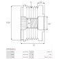 Poulie lente d’alternateur BMW 12317536960 pour 12317550001, 12317570152, CARGO 238426, IKA 3.5307.0, 3.5307.1, INA 5350127000