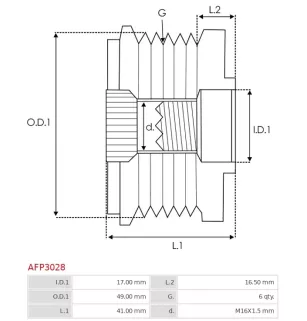 Poulie lente d’alternateur BMW 12317576515, CARGO 330473, IKA 3.5419.0, 3.5419.1, INA 535017800, 5350178000, 535017810