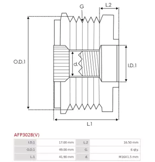 Poulie lente d’alternateur BMW 12317576515, CARGO 330473, IKA 3.5419.0, 3.5419.1, INA 535017800, 5350178000, 535017810