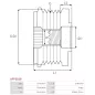 Poulie lente d’alternateur CARGO 333427, FORD AV6Q-10A352-AA, AV6Q-10A352-AB, IKA 3.5446.1, INA 5350237, 5350237000, 535023710