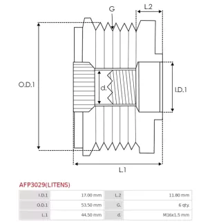 Poulie lente d’alternateur AS-PL UD13311AFP, CARGO 333427