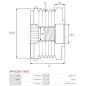 Poulie lente d’alternateur AS-PL UD13311AFP, CARGO 333427, FORD AV6Q-10A352-AA, IKA 3.5446.1, INA 5350237, 5350237000