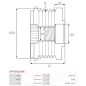 Poulie lente d’alternateur AS-PL UD11577AFP pour UD13317AFP, CARGO 335262, HYUNDAI / KIA 37322-2F000, 37322-2F001, 373222F000