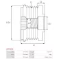 Poulie lente d’alternateur AS-PL UD11592AFP, CARGO 335239, HYUNDAI / KIA 37322-2G500, 373222G500, IKA 3.5483.0, 3.5483.1