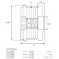 Poulie lente d’alternateur AS-PL UD11592AFP pour UD13318AFP, CARGO 335239, HYUNDAI / KIA 37322-2G500, 373222G500, IKA 3.5483.0