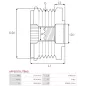 Poulie lente d’alternateur AS-PL UD11580AFP pour UD18639AFP, CARGO 333436, FORD AM5Q-10A352-AA, AM5Q10A352AA, IKA 3.5442.1