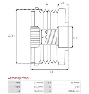 Poulie lente d’alternateur CARGO 333426, FORD AV6Q-10A352-BA