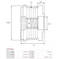 Poulie lente d’alternateur AS-PL UD50127AFP, INA 535035110, F-578280, F-578280.01, RUVILLE 542885, VISNOVA 88-41-16, ZEN 5810