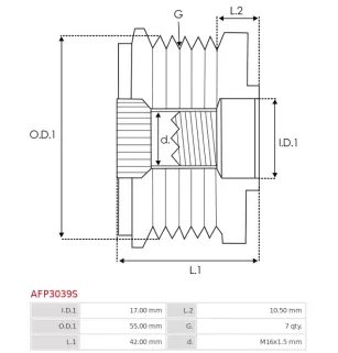 Poulie lente d’alternateur INA 535035110 pour F-578280, F-578280.01, RUVILLE 542885, VISNOVA 88-41-16, ZEN 5810, ZN5810