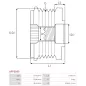 Poulie lente d’alternateur AS-PL UD101551AFP pour UD50124AFP, CARGO 333076, 335268, HELLA 9XU358039-101, IKA 3.5458.1