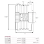 Poulie lente d’alternateur AS-PL UD19791AFP, BMW 12317560990, 7560990, IKA 3.5503.1, INA 535025410, F-551893, ZEN 5769