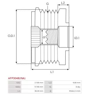 Poulie lente d’alternateur AS-PL UD809916AFP, CARGO 333706