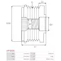 Poulie lente d’alternateur AS-PL UD18155AFP, CARGO 333083, FIAT 77363954, INA 535021210, LITENS 600693, 920693, OPEL 55186280