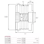 Poulie lente d’alternateur AS-PL UD18163AFP, LITENS 920746, 920746A, ZEN 5778, 6027, ZN6027, ELECTROLOG PUL0113, ERA 219218