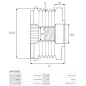 Poulie lente d’alternateur AS-PL UD100095AFP, CARGO 335567, IKA 3.5519.1, INA 5350308010, 535030810, LITENS 1008725, 920725