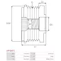 Poulie lente d’alternateur AS-PL UD21195AFP, FORD FV4T-10A352-AA, IKA 3.5533.1, INA 535035200, 535035210, LITENS 920890