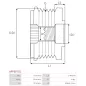 Poulie lente d’alternateur AS-PL UD19807AFP, FORD CM5E-10A352-CB, CM5Z-10344-C, LITENS 920021, 920021A, ZEN 5785, ZN5785