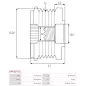 Poulie lente d’alternateur AS-PL UD19944AFP pour UD52341AFP, CARGO 333426, FORD AV6Q-10A352-BA, IKA 3.5445.1, INA 535023610