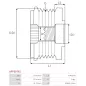 Poulie lente d’alternateur AS-PL UD49163AFP, VALEO 2609013, HYUNDAI / KIA 3730003500, 3730003600, AS-PL A3530S, A3534S