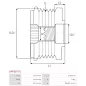 Poulie lente d’alternateur AS-PL UD46465AFP, BMW 12317560990, 7560990, IKA 3.5503.1, INA 535025410, F-551893, ZEN 5769, ZN5769