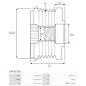 Poulie lente d’alternateur AS-PL UD101438AFP, HYUNDAI / KIA 37320-2B050, 37320-2E000, LITENS 920015, KRAUF APV2804