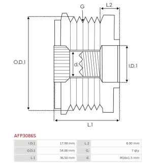 Poulie lente d’alternateur AS-PL UD101408AFP, INA F-560998