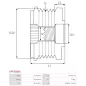 Poulie lente d’alternateur AS-PL UD101408AFP, INA F-560998, LUK 5350243000, 535024310, VALEO 406844, VISNOVA 86-41-83, ZEN 5667