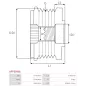 Poulie lente d’alternateur AS-PL UD101518AFP, BOSCH 1987945420, CARGO 234569, HELLA 9XU358038-001, IKA 3.3558.1, INA F-233593