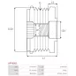 Poulie lente d’alternateur AS-PL UD101371AFP, BOSCH 1987945402, CARGO 230313, 332297, FIAT 9948225, IKA 3.3540.0, 3.3540.1