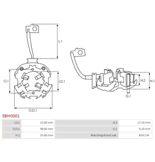 Porte-balais de démarreur pour BOSCH 0001362043, 0001362044, 000136204